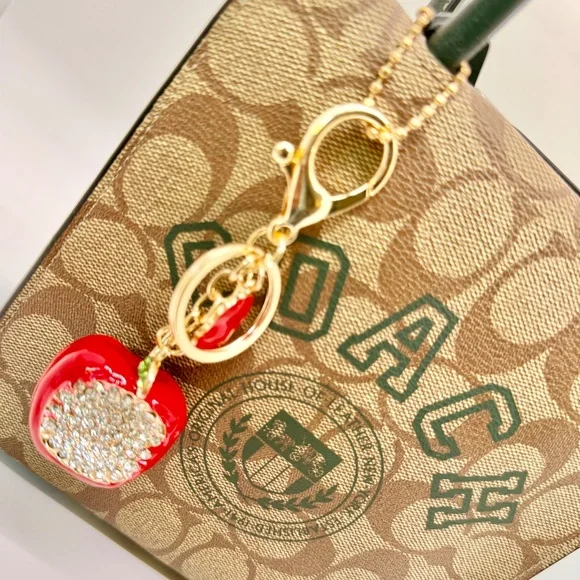 Red Apple Purse Charm / Keychain - Picture 2 of 2
